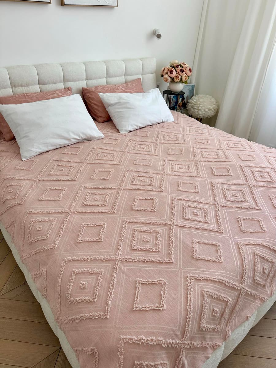 Покривало «Diamond Nordic» 180x200 см, тьмяно-рожевий